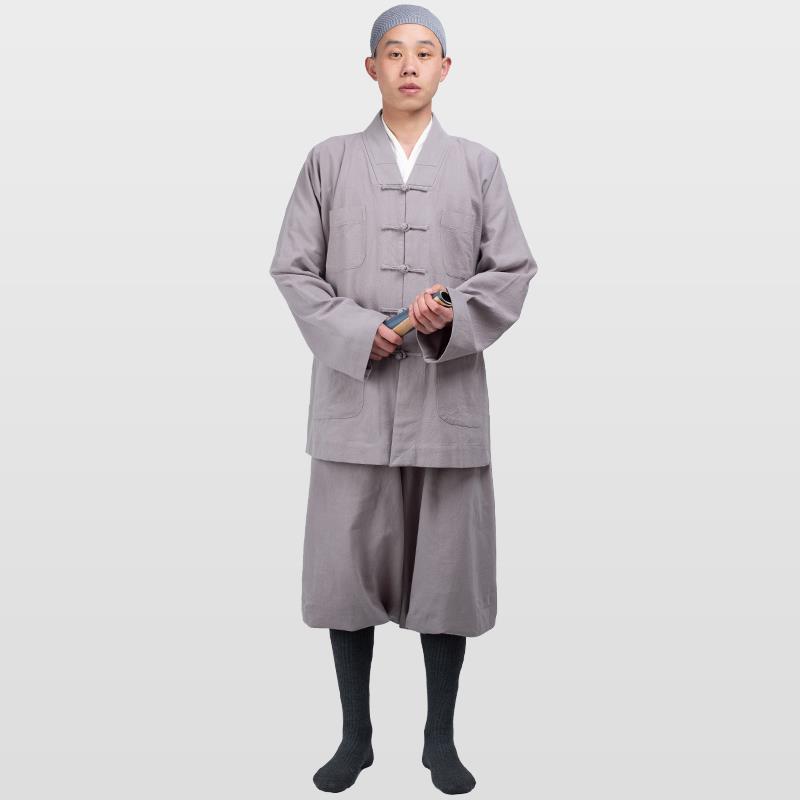 新僧服春秋冬季亚麻短褂套装男出家僧人和尚服僧衣女僧袍小褂禅修