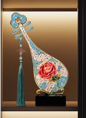 新中式珐琅彩琵琶桌面装饰摆件