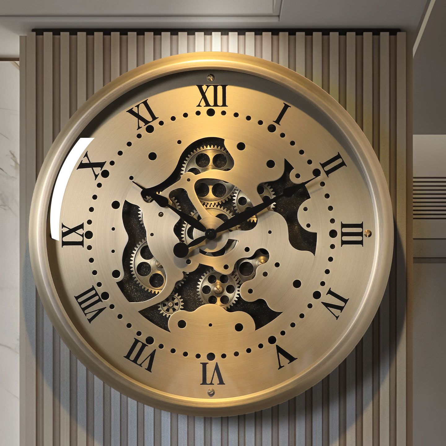 金属风齿轮镂空设计感高级挂钟创意艺术感高端家用客厅挂墙时钟表