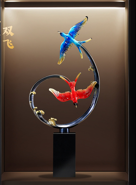 比翼双飞珐琅彩桌面摆件