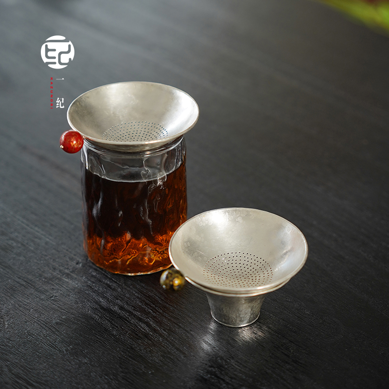 手工大漆纯银足银s999茶叶过滤网