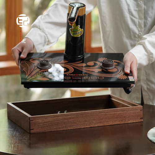 黑胡桃木一体式嵌入茶炉金灶K8K7H7框架茶桌电热水壶配件底座支架