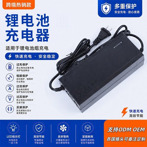 跨境聚合物铁锂12V24V36V2a48v3A60v5a72V8A 电动车锂电池充电器