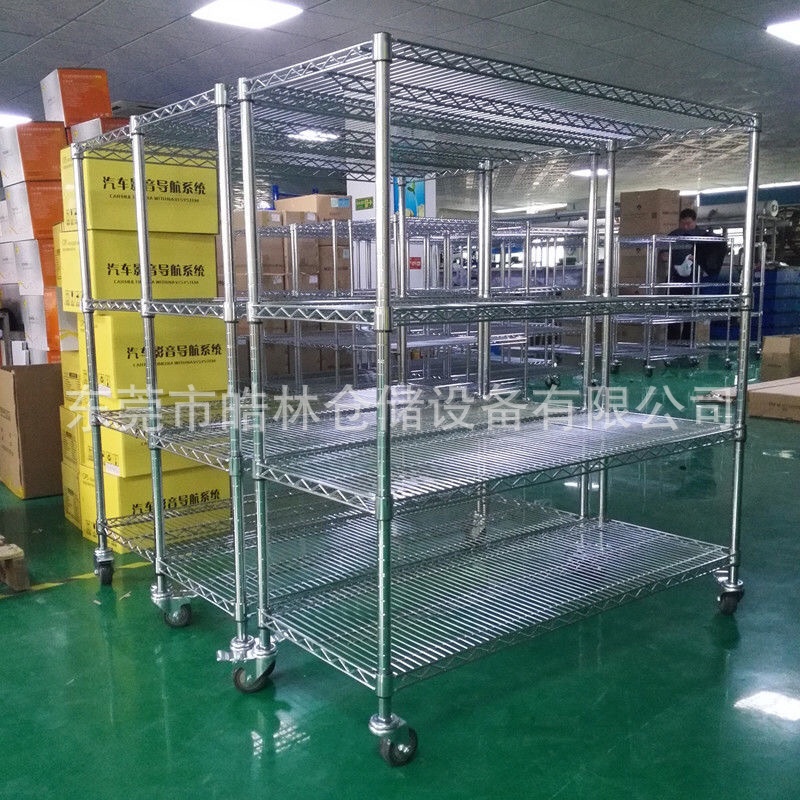 厂家供应线网手推车镀铬线网物料周转车防静电手推车不锈钢推车