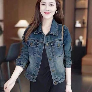 春秋新款 休闲百搭短款 修身 显瘦夹克上衣 牛仔外套女复古小个子时尚