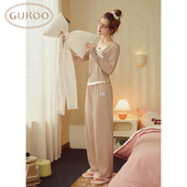 果壳睡衣女春秋款 HelloKitty系列纯色修身 长袖 Gukoo 家居服套装