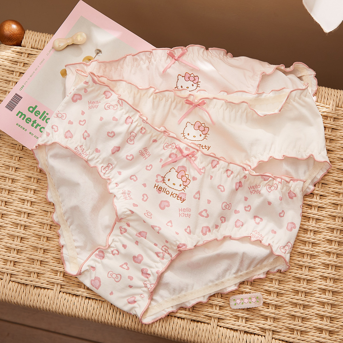 Gukoo/果壳【纯棉10A抗菌裆】内裤女hellokitty联名舒适亲肤3条装