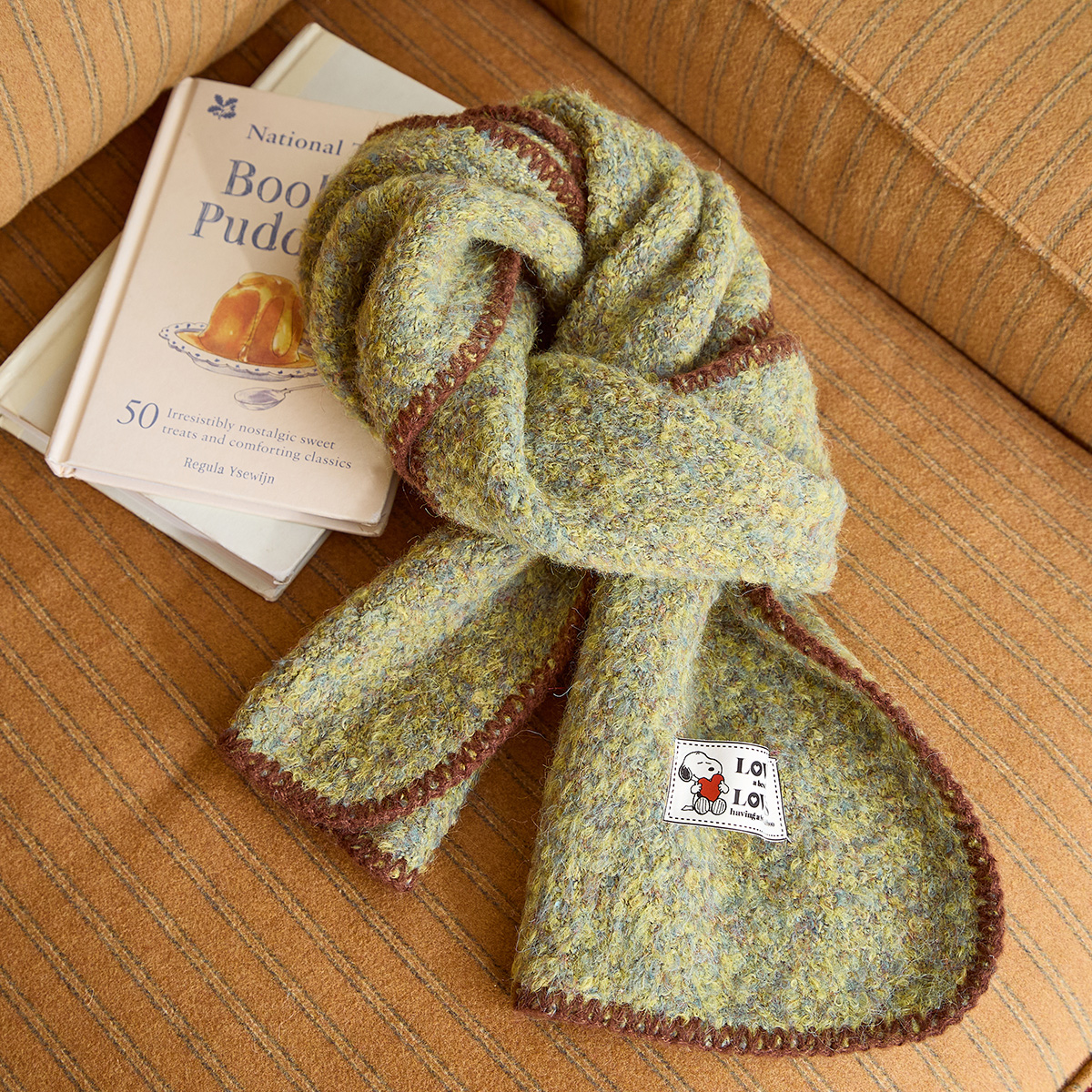 Gukoo/果壳围巾女冬款史努比联名保暖针织围巾