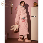 Gukoo 果壳睡衣女冬夹棉款 草莓夹棉加绒加厚家居服睡袍