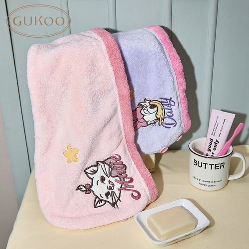 Gukoo/果壳干发帽女迪士尼联名超强吸水洗漱洗澡可爱绣花浴帽
