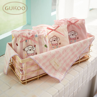 Gukoo/果壳内裤女四季卡通系列纯棉裆底三条内裤组合装