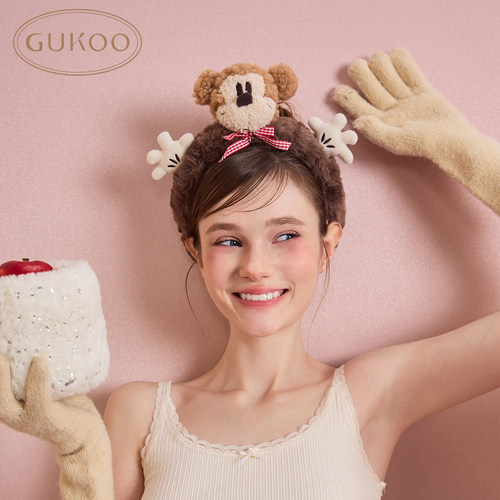 Gukoo/果壳迪士尼联名米奇系列发饰毛绒卡通四季可用洗漱发箍