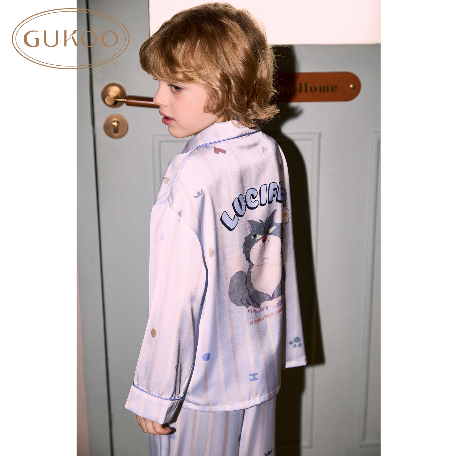 果壳/Gukoo男童睡衣春夏迪士尼系列轻奢冰丝高级儿童家居服亲子装