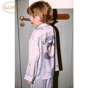 果壳 Gukoo男童睡衣春夏迪士尼系列轻奢冰丝高级儿童家居服套装