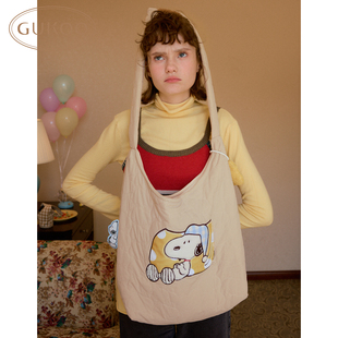 Gukoo 果壳手提包大容量百搭史努比联名休闲托特包通勤单肩包