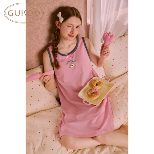 Gukoo/果壳【含胸垫免穿文胸】睡衣女夏季薄款背心吊带睡裙家居服