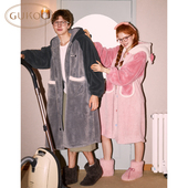 Gukoo 果壳睡衣女冬款 情侣保暖家居服连帽睡袍