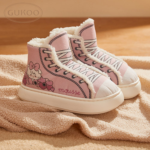 Gukoo/果壳拖鞋女秋冬款mikko联名毛绒全包居家拖鞋