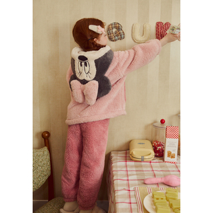 Gukoo 果壳女童睡衣秋冬加厚加绒连帽高品质可外穿中大童套装