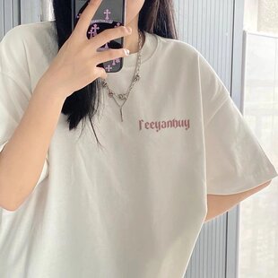 短袖 XXXL夏装 T恤女 精梳纯棉后包领有缝边S 官图220克