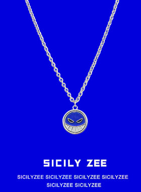 克莱因蓝旋转朋克卡通项链