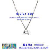 SICILYZEE三角几何项链男潮土酷嘻哈百搭链女ins个性 简约吊坠挂件
