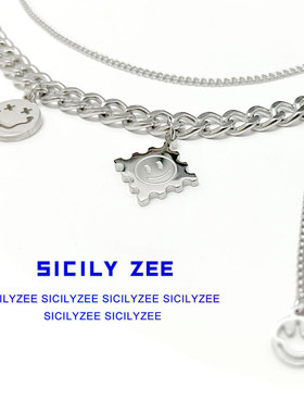 钛钢流苏笑脸叠戴项链ins穿搭潮