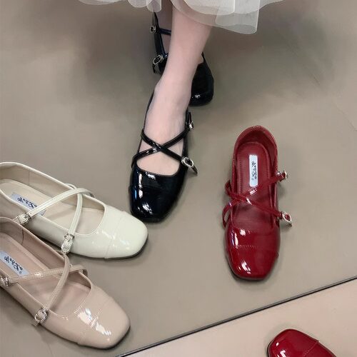 时尚法式漆皮内增高单鞋女2026春秋新款百搭百搭交叉带玛丽1003d