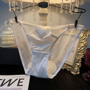 高开叉性感蕾丝内裤 女白色纯欲低腰无痕透气舒适薄款 女士三角短裤