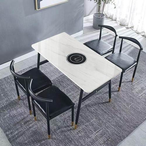 岩板一体火锅大理石餐桌