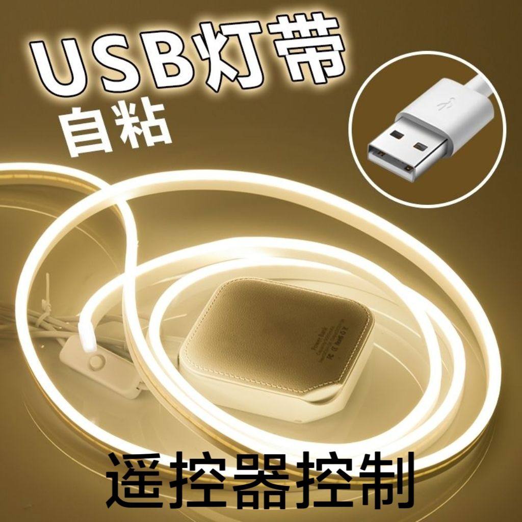 USB灯带自粘led灯带5v低压氛围遥控款遥控款usb柔性霓虹软灯条3米