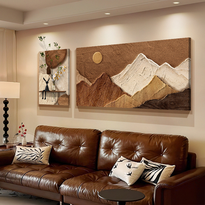 背有靠山中古风客厅装饰画挂画