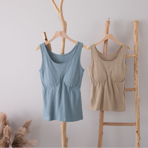 夏季汉麻棉背心带胸垫休闲女款外穿一体式S2012-1
