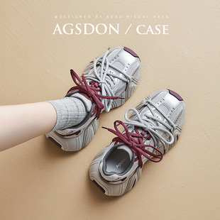 奥古狮登银色老爹鞋女2026新款秋冬季复古厚底运动鞋登山休闲女鞋