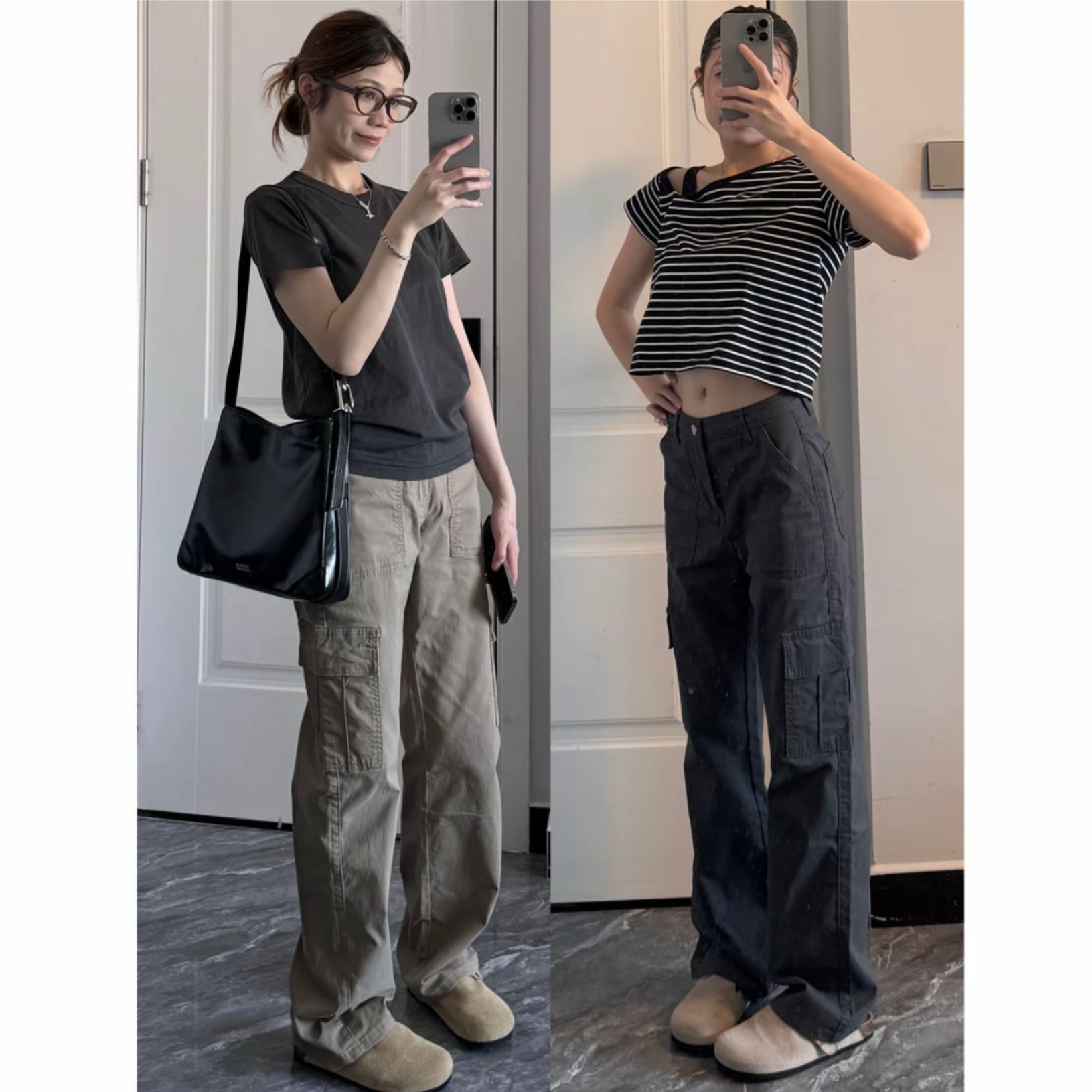 美式复古卡其色工装裤女2026新款高腰直筒宽松阔腿休闲拖地长裤子