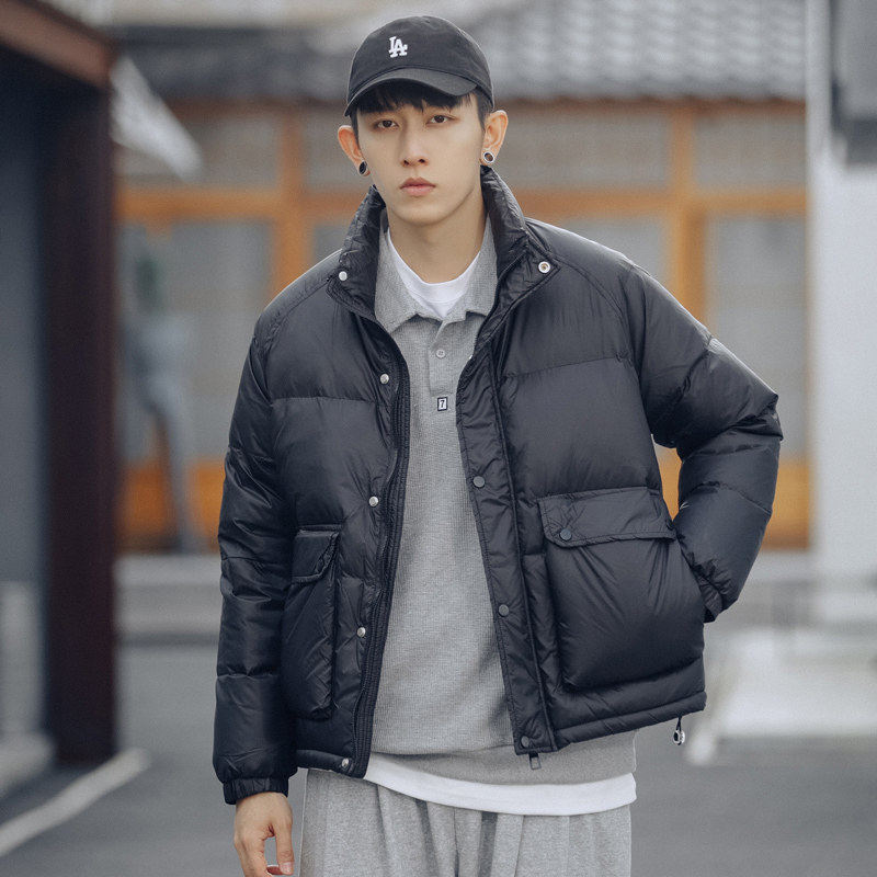 羽绒服男短款冬季2025年新款加厚美式潮流立领外套冬装保暖上衣服