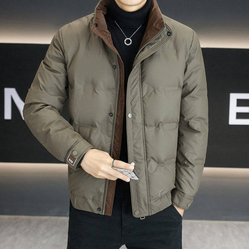 高端潮牌男士免洗羽绒服冬季2025新款外套加厚保暖立领白鸭绒夹克