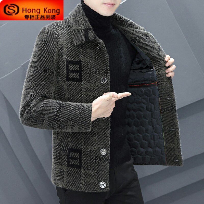 羊绒大衣男秋冬季短款2025新款加绒加厚西装高端男士羊毛呢子外套