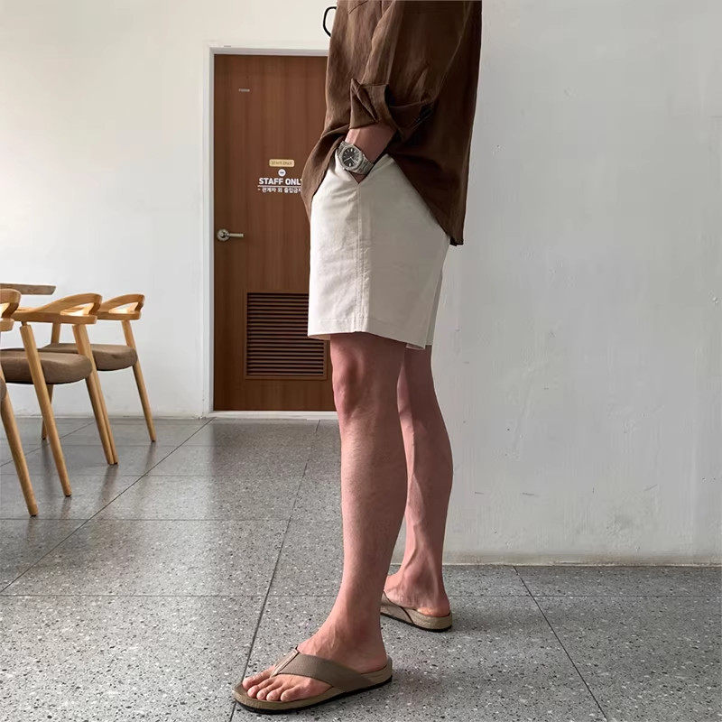 原棉部落 亚麻短裤男夏季老钱风宽松潮流四分裤男士休闲棉麻中裤