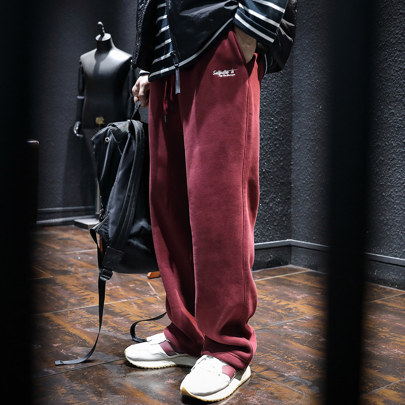 潮牌it neith BIAS秋冬直筒卫裤男宽松大码红色运动休闲加厚加绒,男装,秀禾服,淘宝优惠券,粉丝福利购,淘宝优惠卷