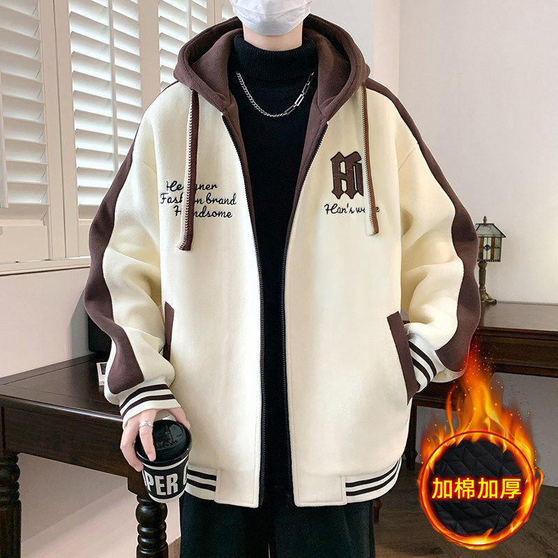 青少年棉衣外套男秋冬季加绒加厚棉袄子初高中学生大童保暖棒球服