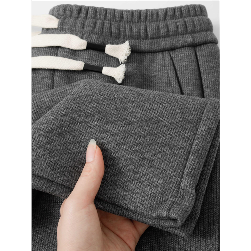 420g重磅麻灰色加厚直筒裤子男女秋冬绵羊毛宽松垂感运动休闲卫裤