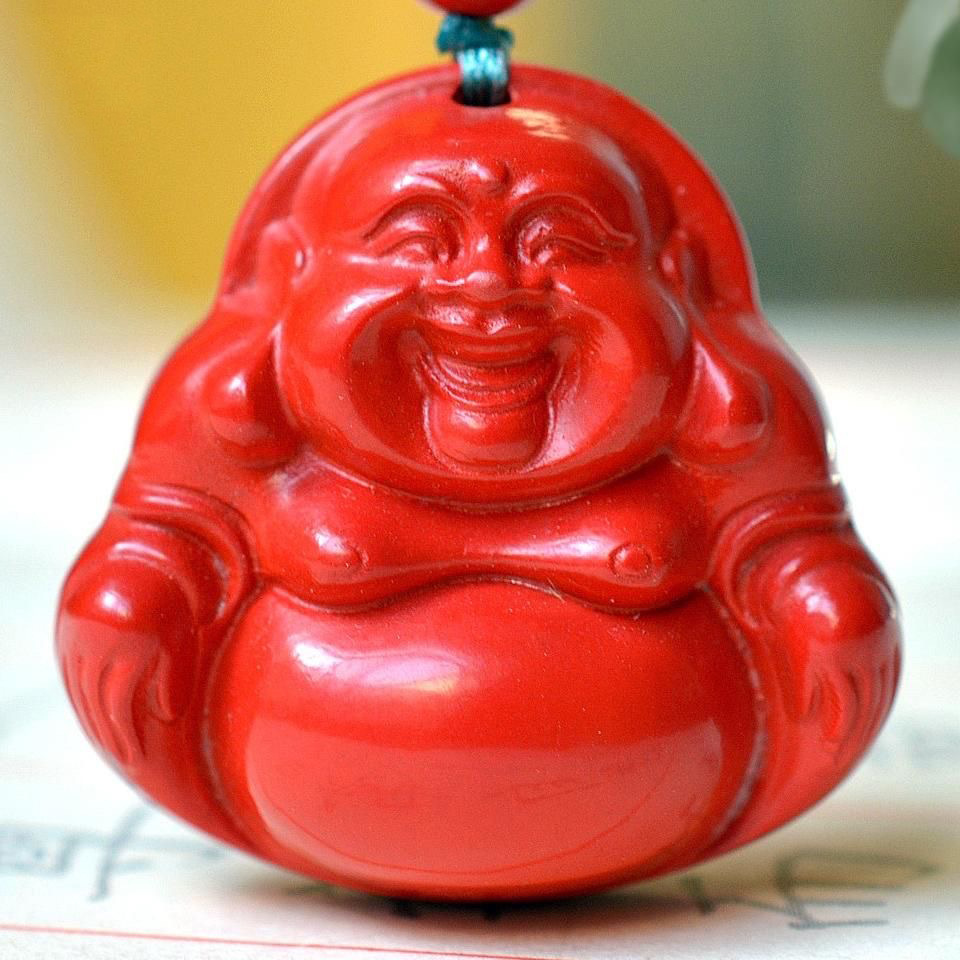 帝王砂朱砂弥勒佛大肚佛吊坠