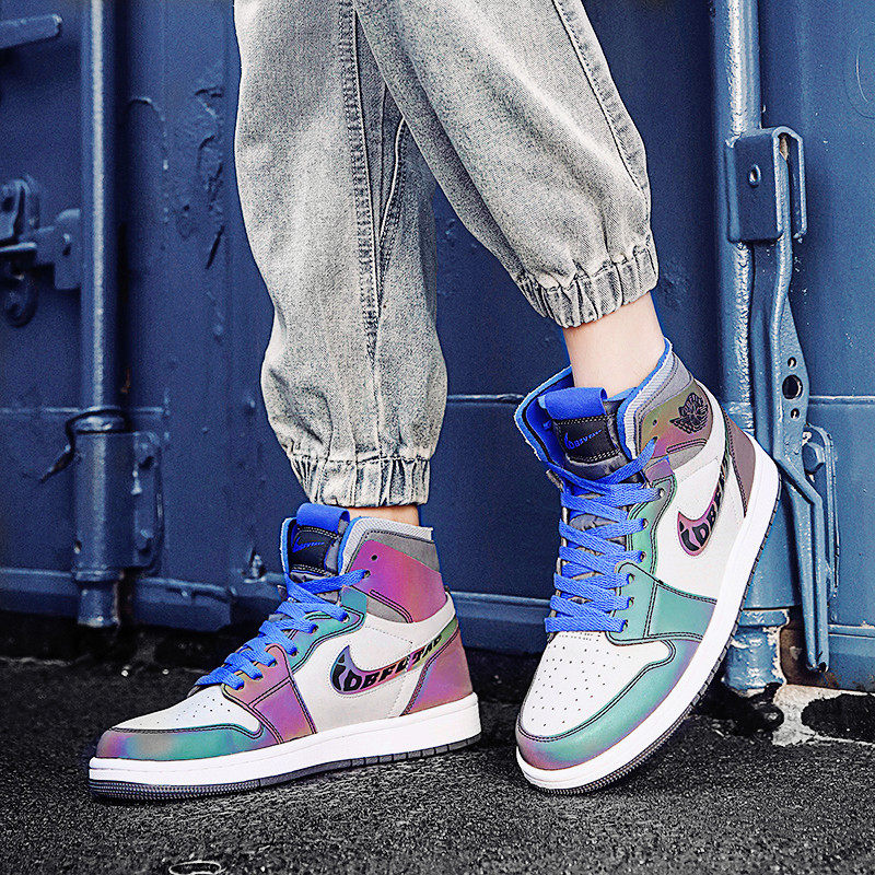 aj男鞋高帮英雄联盟变色龙aj1鸳鸯莆田板鞋女款空军一号篮球鞋子