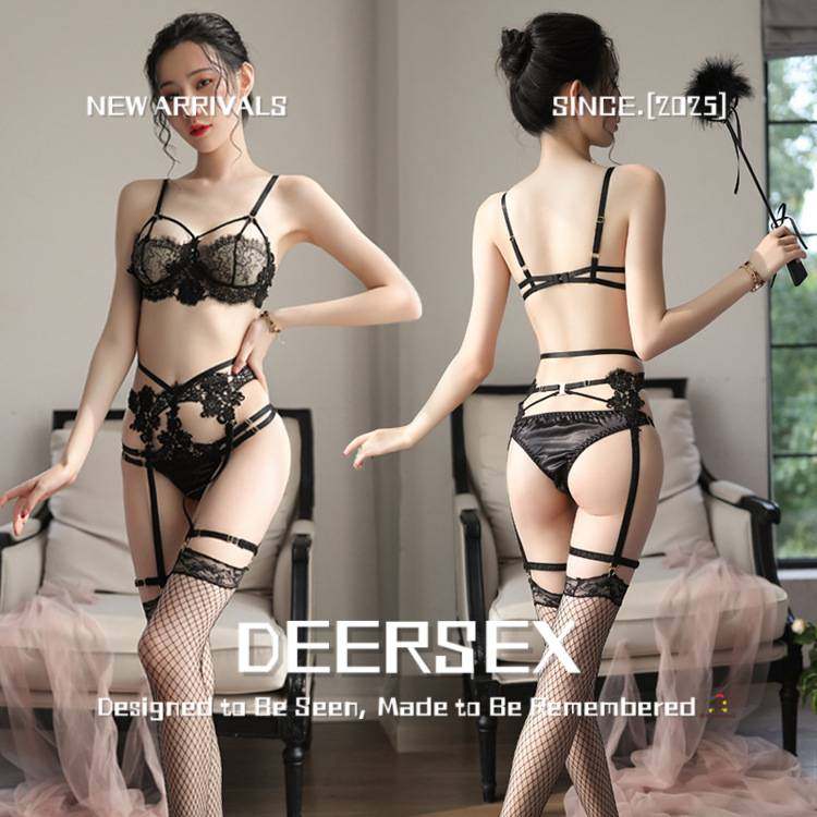 江苏省连云港灌云县情侣内衣女士吊带蕾丝文胸套装吊袜带套装三点