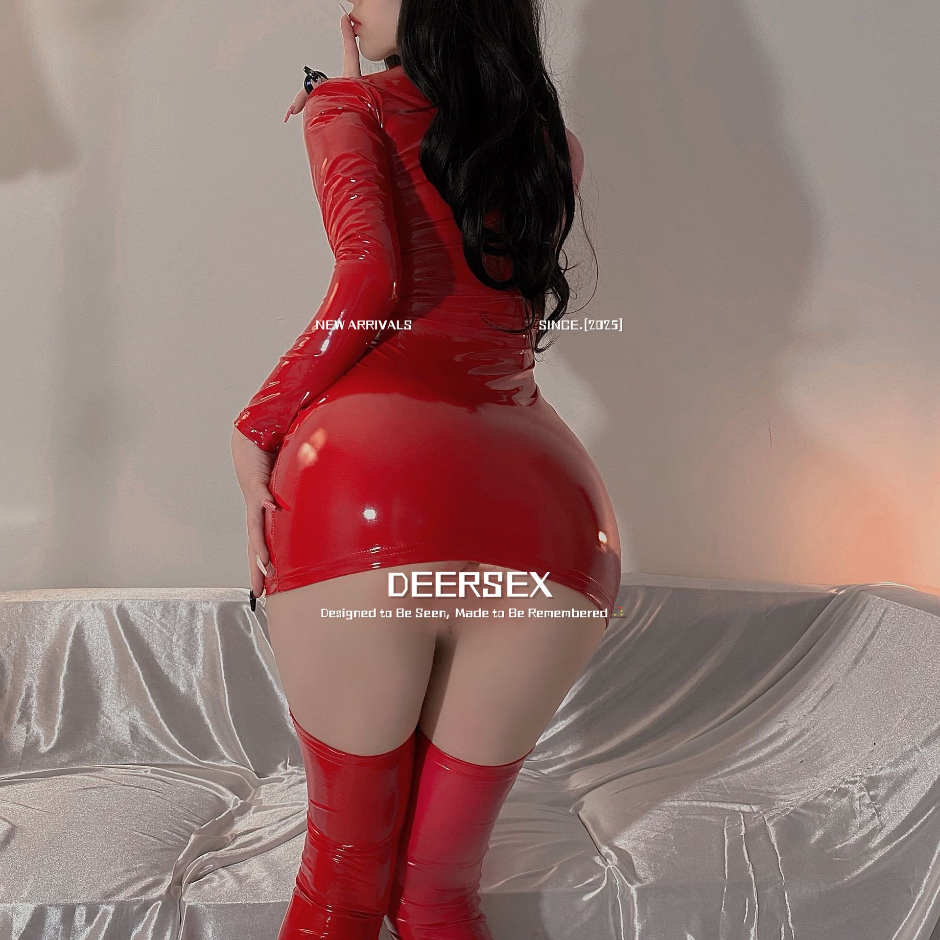 【鹿角秘密】DEERSE-X拉链分码高弹亮皮PU内衣亮光漆皮夜店紧身衣