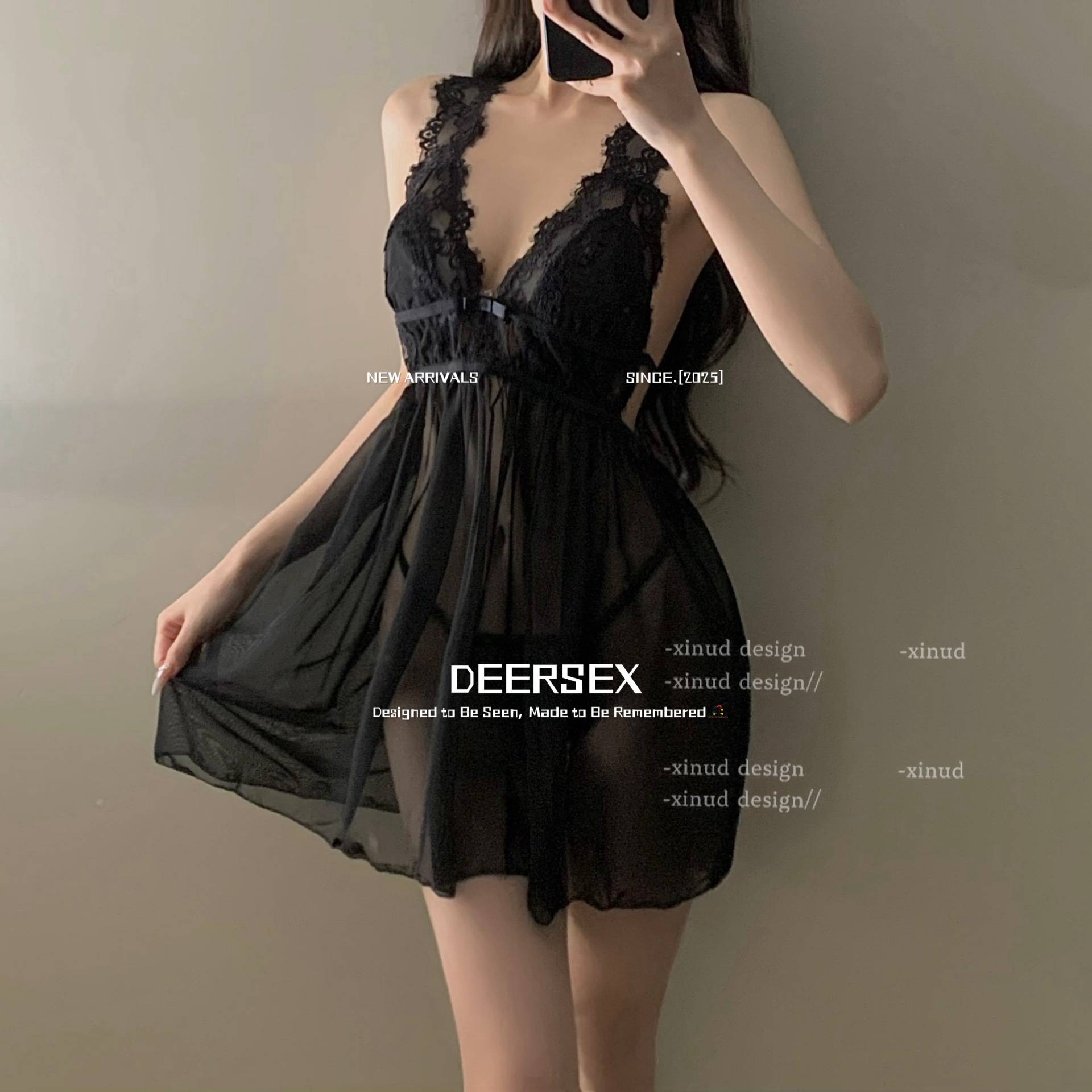 大码炮衣熟女 邂逅*纯风深背显白睡裙紫色高级感蕾丝睡衣免脱可爱