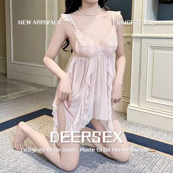 一撕就烂的睡衣趣味新款纯小香风仙女碎纱条大小胸聚拢美背高腰裙