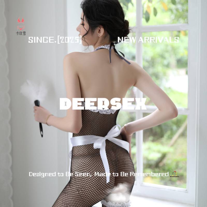 连云港卡玫雪服饰拼接网衣内衣连女仆制服套装免脱蕾丝纯欲