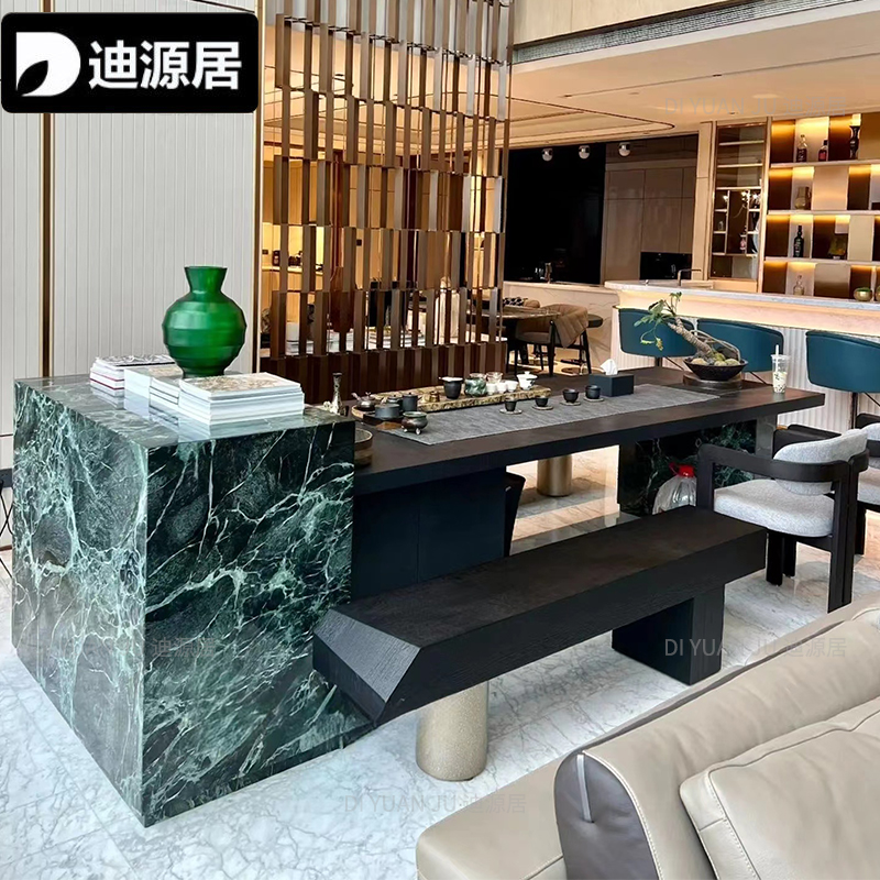 简约现代高端茶桌椅组合轻奢岩板导台家用办公会客茶室一体泡茶台